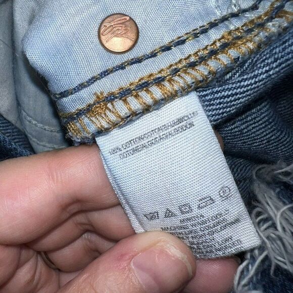 We The Free Denim Mini Skirt Button Fly Distressed Blue Womens Size 29 - Picture 4 of 4